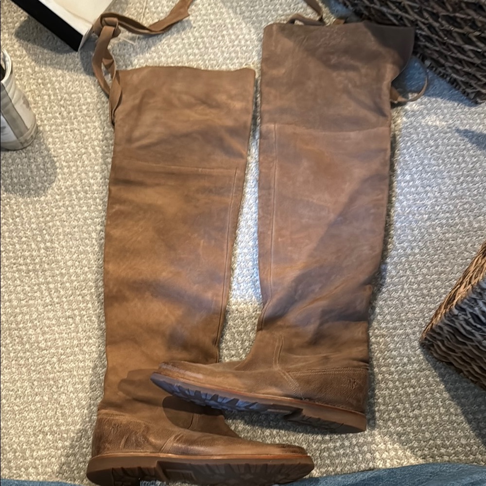 Frye Celia taupe Leather Over-the-Knee Boots